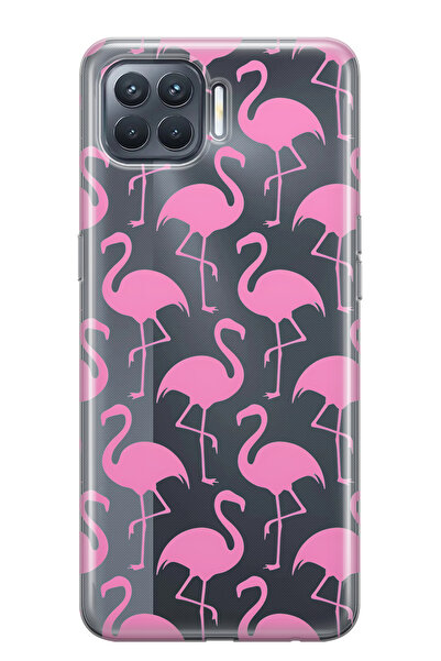 FLAMENKO حافظة هاتف شفافة متوافقة مع هاتف أوبو رينو 4 لايت فلامينجو منقوش