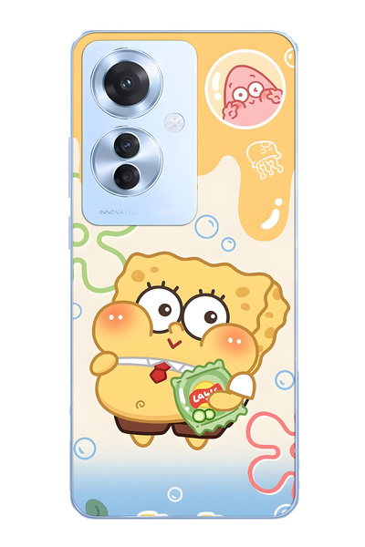 FLAMENKO حافظة هاتف شفافة متوافقة مع هاتف اوبو رينو 11F 5G سبونج بوب منقوش