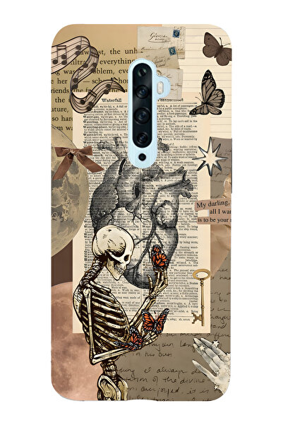 FLAMENKO حافظة هاتف شفافة متوافقة مع هاتف اوبو رينو 2Z بتصميم هيكل عظمي عتيق ...