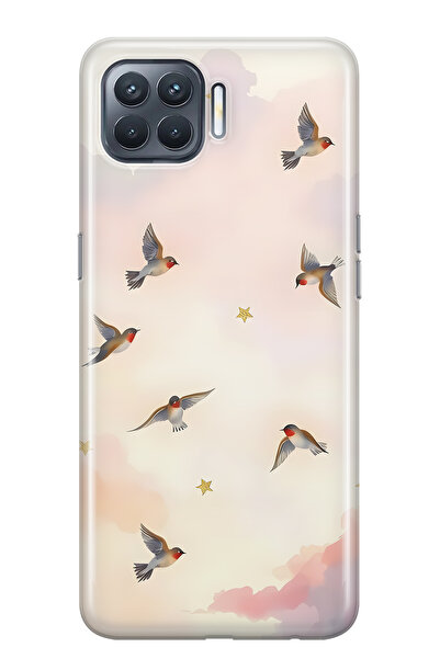 FLAMENKO حافظة هاتف شفافة متوافقة مع هاتف أوبو رينو 4 لايت فلاينج بيرد منقوش