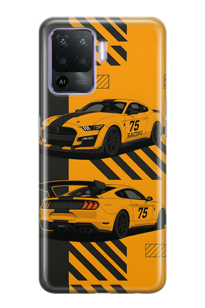 FLAMENKO حافظة هاتف شفافة متوافقة مع هاتف اوبو رينو 5 لايت باللون الأصفر منقوش