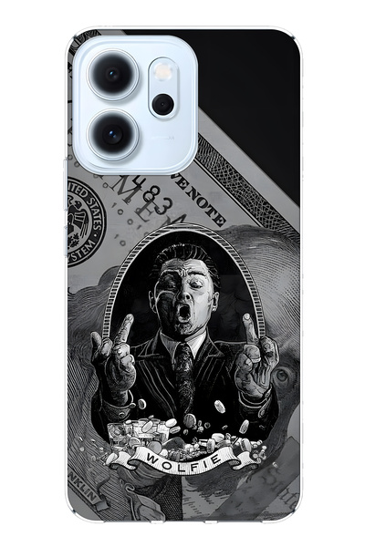 FLAMENKO غطاء هاتف شفاف متوافق مع أوبو رينو 14F من نوع وولفي منقوش