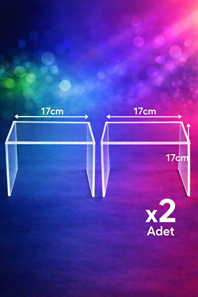 TutturX Şeffaf Pleksi Yükseltici Standı 17x17 cm, 2'li Set, Gösterişli Sergil...