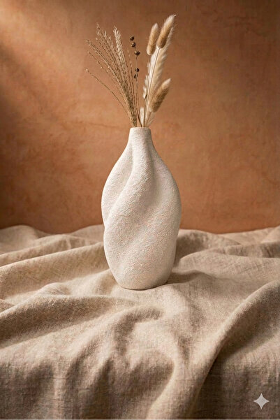 muffag Modern Curved Decorative Vase – Ceramic-Looking Matte Texture, Home De...