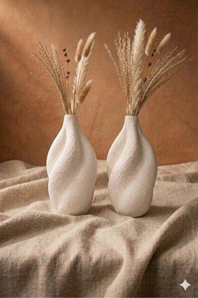 muffag Modern Curved Decorative Vase Set of 2 – Ceramic-Looking Matte Texture...