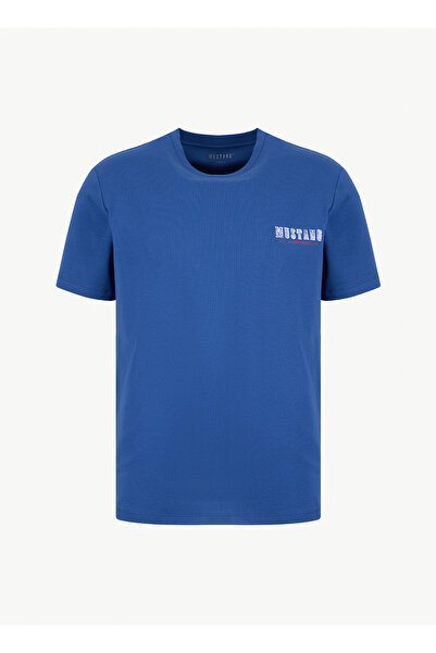 Mustang Mavi Bisiklet Yaka Erkek Relaxed Fit Baskılı T-Shirt M6SM-TST1578