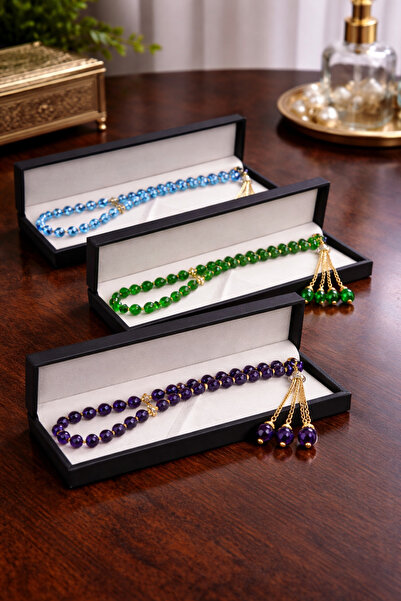 Generic Luxury crystal rosary set with an elegant box and gold spacers betwee...