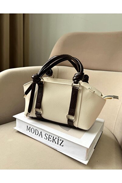 Moda Sekiz Women's Timeless Trend Model Metal Accessory Detail Crisscross Str...