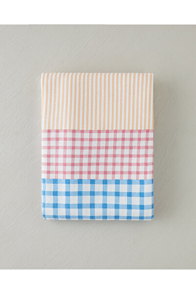 English Home Summer Grid Baskılı Pamuklu Tek Kişilik Pike 150x220 cm Turuncu