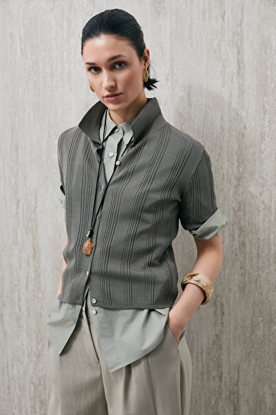 Lufian Dına Women's Knitwear Shirt Dark Green