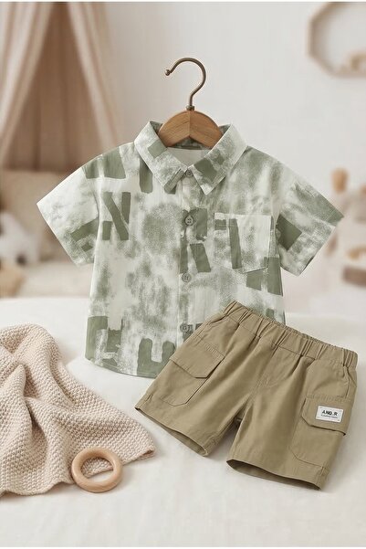 Nobrand Baby Boys' Stylish Summer Outfit Abstract Printed Short-Sleeve Shirt ...