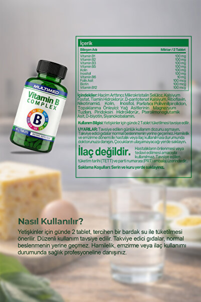 Multimed B Vitamini Kompleksi – Enerji Artırıcı & Destek – 60 Tablet