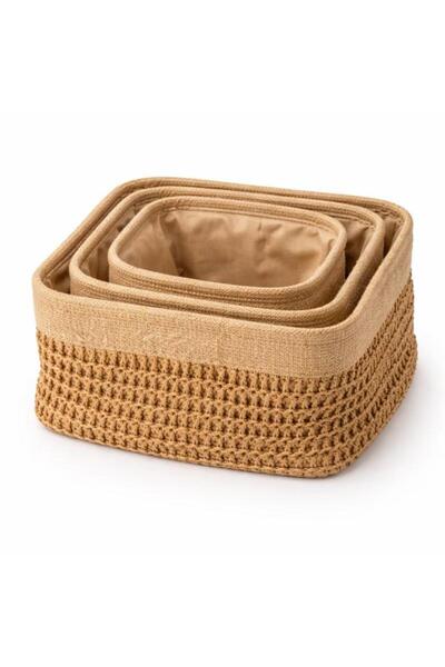 OEM Set of woven jute storage baskets, brown, premium organizers for bathroom...