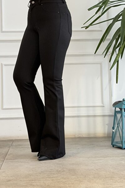 yb yağmur butik En Boy Likralı Bir Beden İncelten İspanyol Paça Pantolon