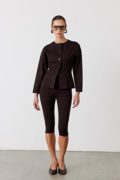 FACETTE Bluza sa kopčom Frame, tamno smeđa