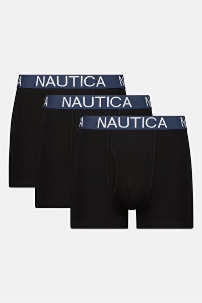 Nautica بوكسر رجالي مكون من 3 قطع بشعار العلامة التجارية، أسود