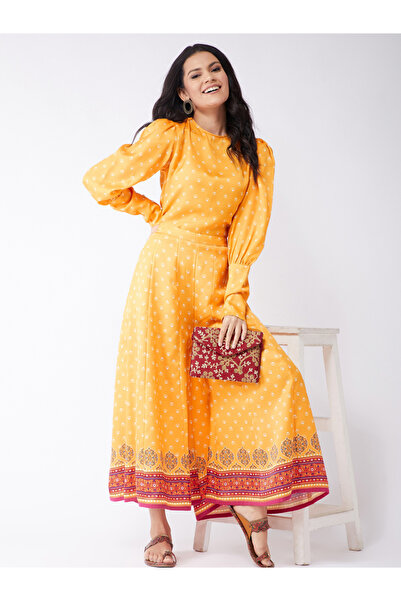 Pannkh By Styli Yellow Kasturi Digital Print Top and Palazzo Co-Ords