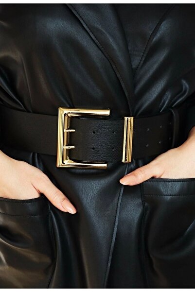 MODAM HİFA Geniş Gold Buckled Women's Belt Dress Belt I Shirt Belt I Jacket B...