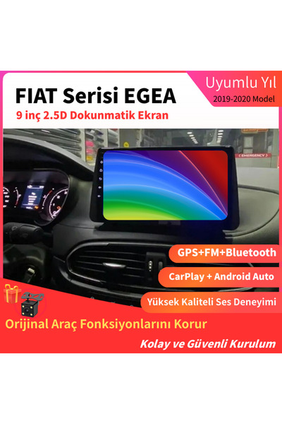 SBAİD Fiat Egea 2019 Uyumlu 9 İnç 2.5D IPS Ekran Navigasyon Cihazı 6GRAM+128G...