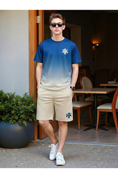 Take Two By Styli Men Ombre Look T-Shirt and Shorts Set