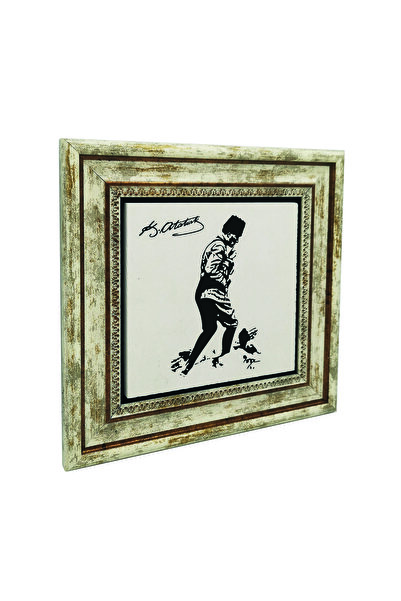 Sadrazam Σιλουέτα Ατατούρκ με τύπωμα Πίνακας με φυσικές πέτρες 25X251G-Ata1