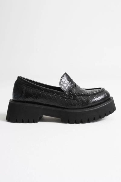 Belinora Γυναικεία καθημερινά παπούτσια μαύρα Crocodile Loafer TR10MS02G