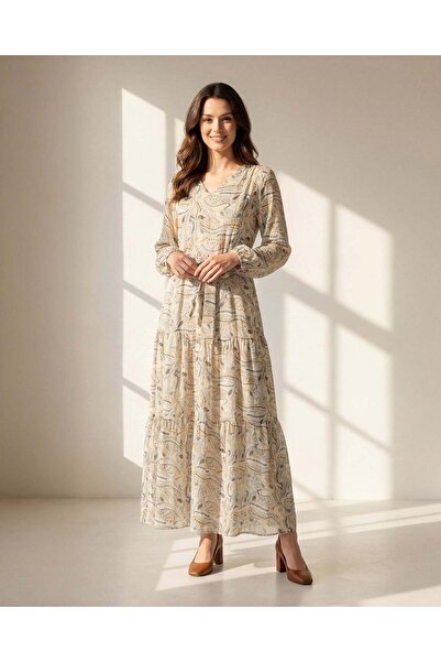 REDTAG فستان ماكسي متعدد الألوان مطبوع بطبقات للنساء