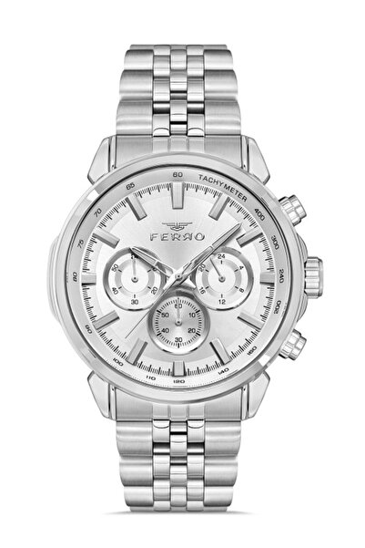 FERRO Silver Steel Cord Men's Wristwatch Fm11375A-A Functions Active 3Atm Wat...