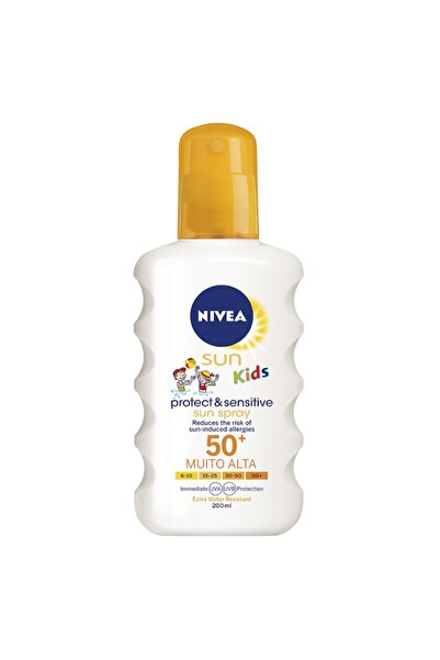 NIVEA Set of 2 x Sun Kids Protect & Sensitive Sunscreen Spray, SPF 50+, for C...