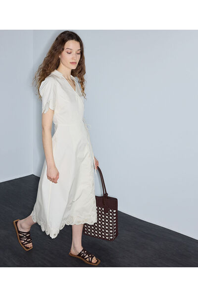 İpekyol Nakışlı kruvaze poplin elbise