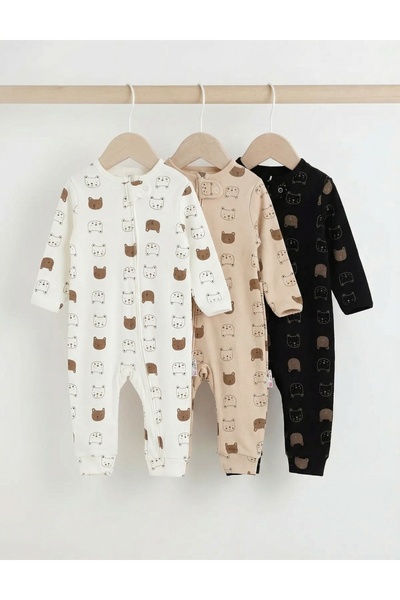 MiniKids Σετ 3 φόρμες υψηλής ποιότητας, με σχέδιο "Bear Face" σε πολύχρωμη απ...