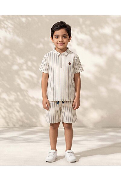 REDTAG Boys White 2 Piece Shirt With Short Set