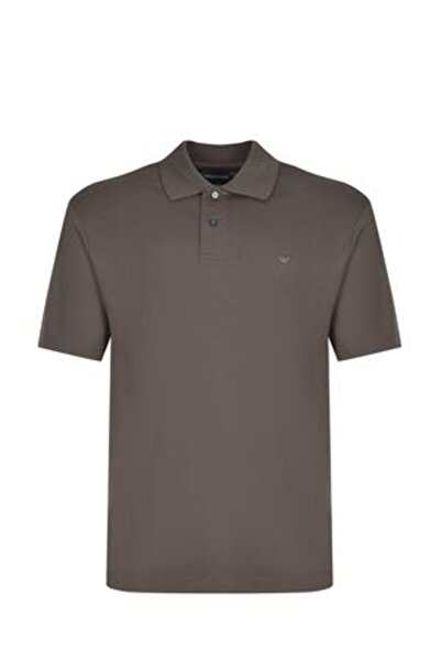 Emporio Armani Men's Slim Fit Eagle Logo Embroidered Short Sleeve Brown Polo ...
