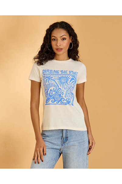 REDTAG Women Cream Printed T-Shirt