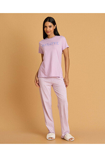REDTAG طقم بيجاما نسائي مطبوع باللون الليلكي