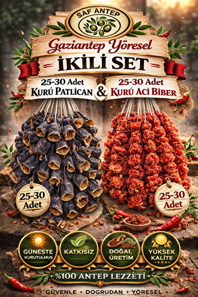 safantep Saf Antep 2Li Set Kurutma Patlican Kurutma Aci Biber 50 60 adet Güne...