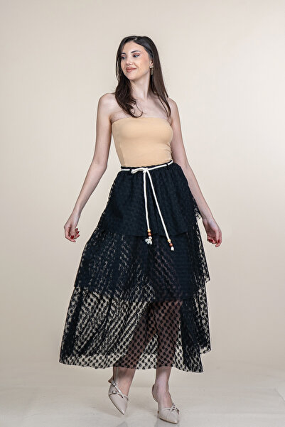 MissVina Τριών στρώσεων Με βολάν Τούλι Μακριά Φούστα 6883