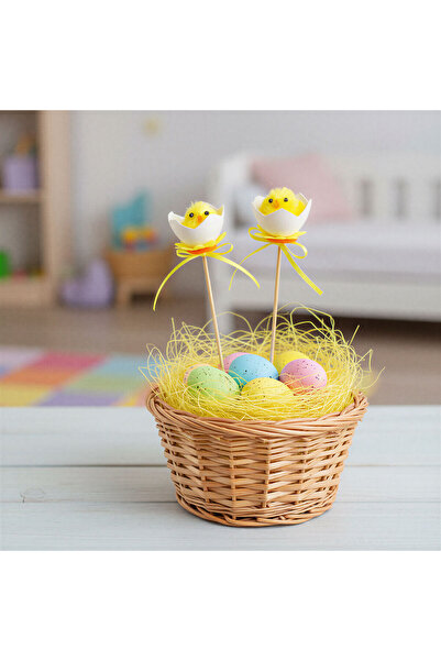 OEM Easter decoration - stuffed egg with chicken - 27 x Ø4.5 cm - 2 pcs / set