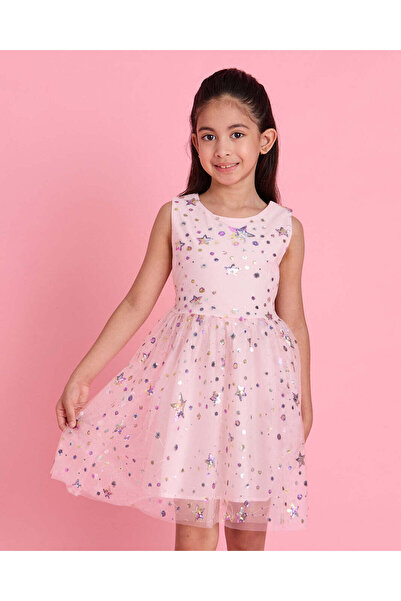 REDTAG فستان وردي لامع للبنات