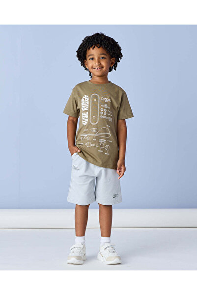 REDTAG Boys Charcoal T Shirt And Shorts 2 Piece Set