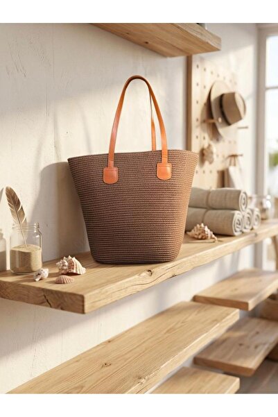 Axesoire NWC-1043 Καφέ Ψάθινη Τσάντα