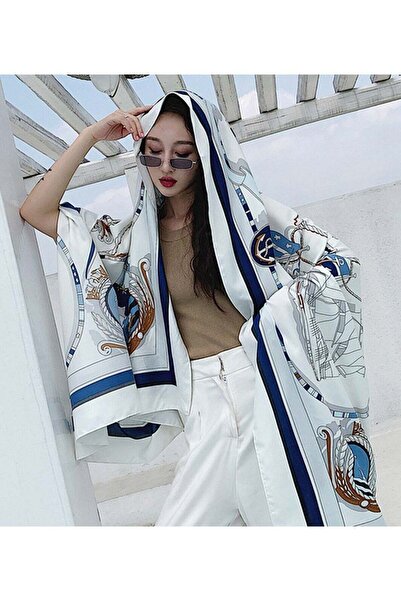 Generic Lady's Scarf Silk Scarf Women's Blue Square Scarf Decorative Sun Prot...