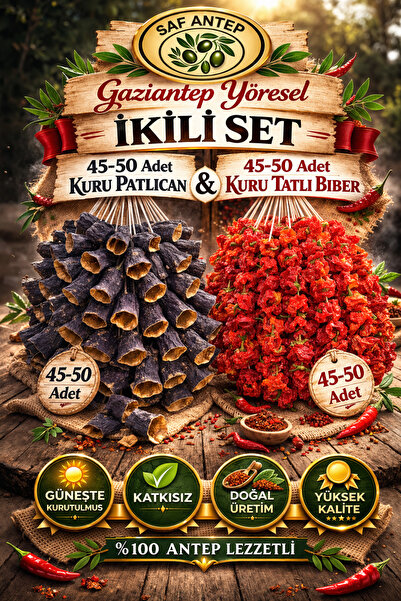 safantep Saf Antep 2Li Set Kurutma Patlican Kurutma Tatli Biber 90 100 adet G...