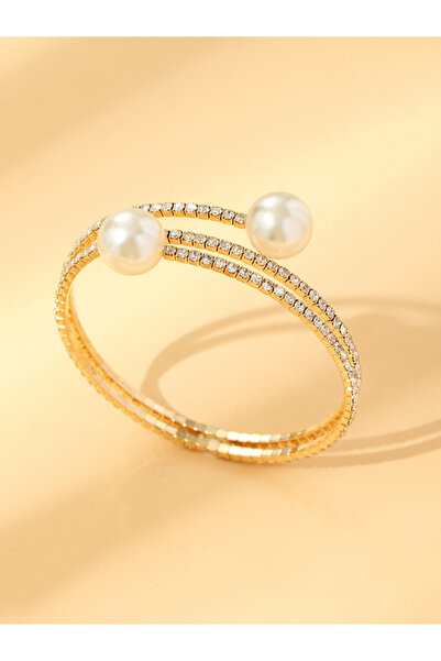 Take Two By Styli Embellished Faux Pearl Bangle Bracelet