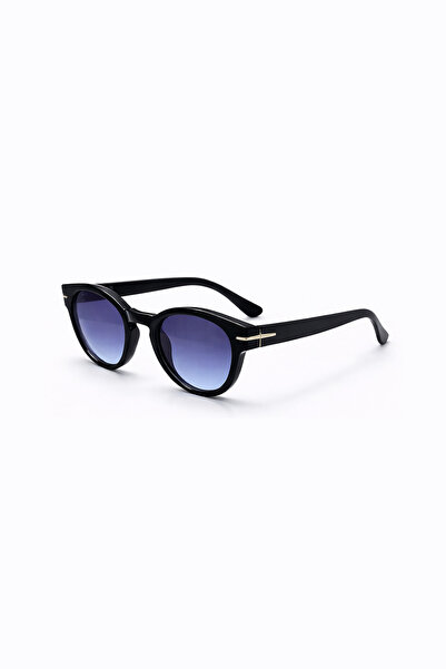 Toz Vintage Purzen Blue Glass Black Frame Round Bone Unisex Uv400 Vintage Ret...