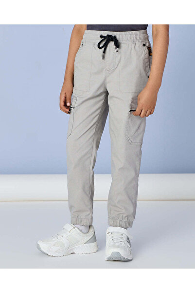 REDTAG Boys Grey Twill Cargo Pants