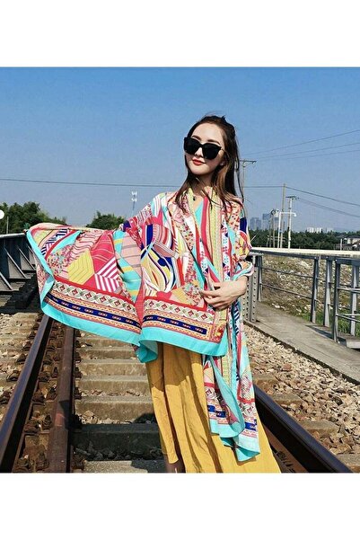 SYOSI وشاح حرير نسائي كبير الحجم، وشاح مزخرف وقاية من الشمس، وشاح حرير رقيق عملي