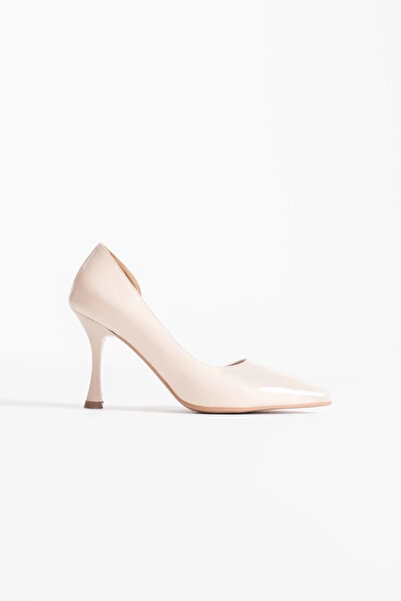 Belinora Women's beige patent leather high heeled shoe tr08ms45h