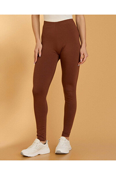 REDTAG Women Brown Plain Leggings