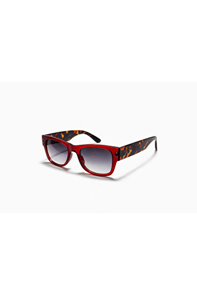 Toz Vintage Fevron Burgundy Frame Leopard Printed Cornered Bone Unisex Uv400 ...